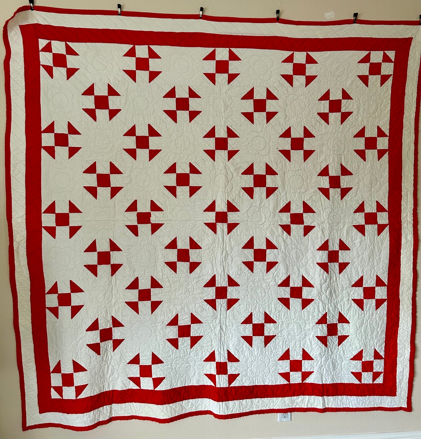 Red &amp; White Shoo Fly Quilt