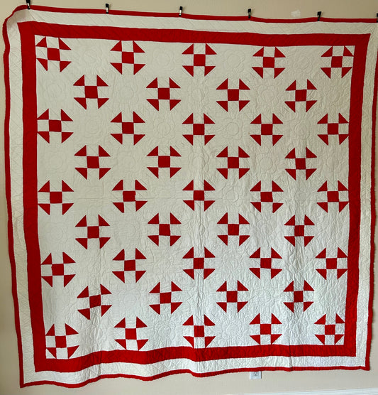 Red &amp; White Shoo Fly Quilt