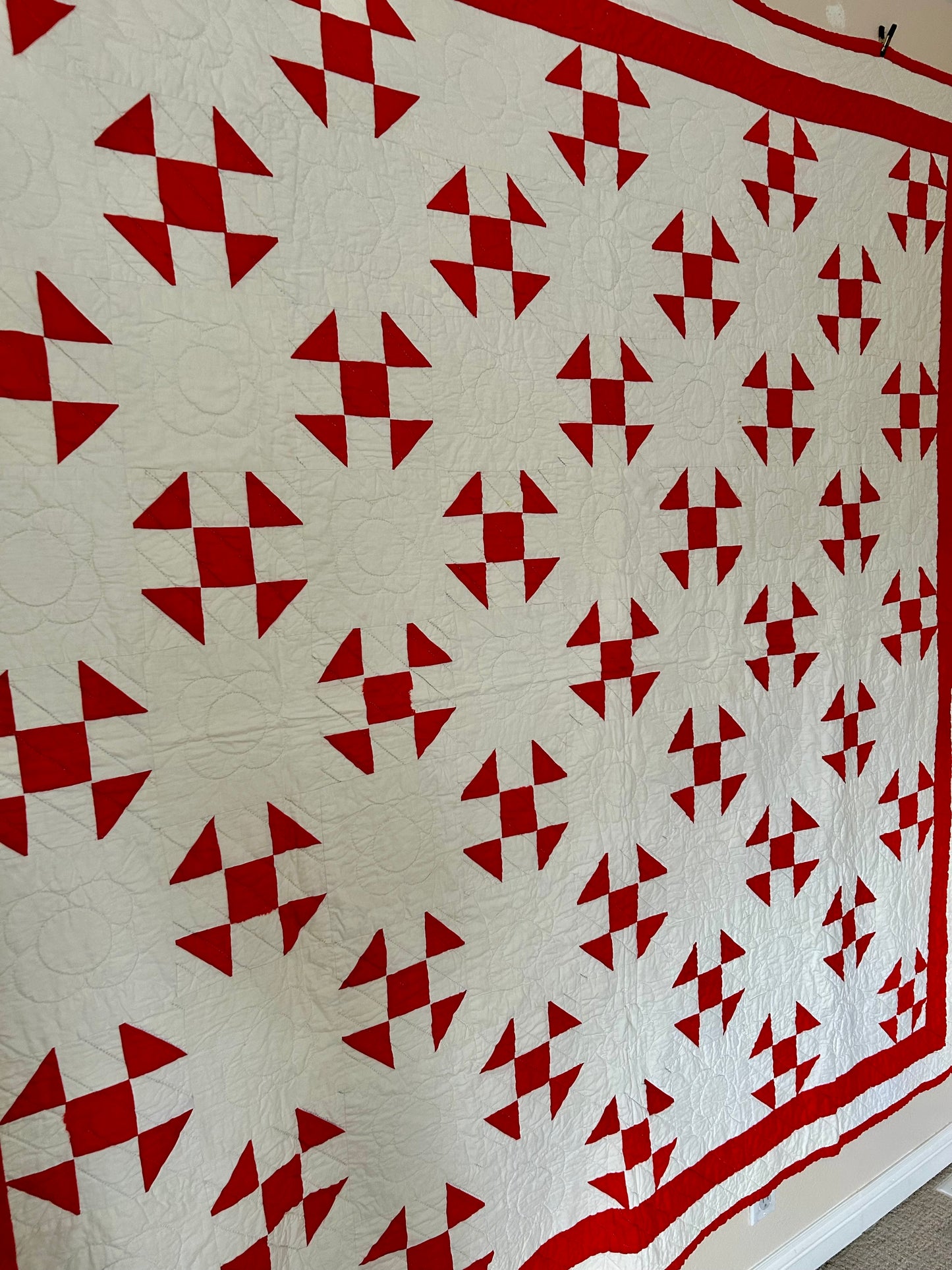 Red &amp; White Shoo Fly Quilt