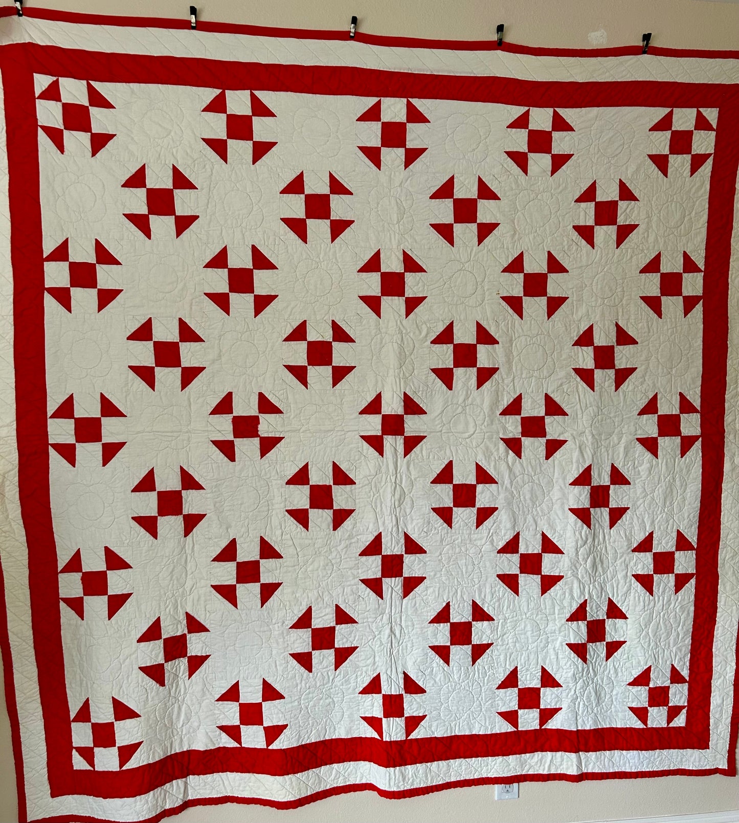 Red &amp; White Shoo Fly Quilt
