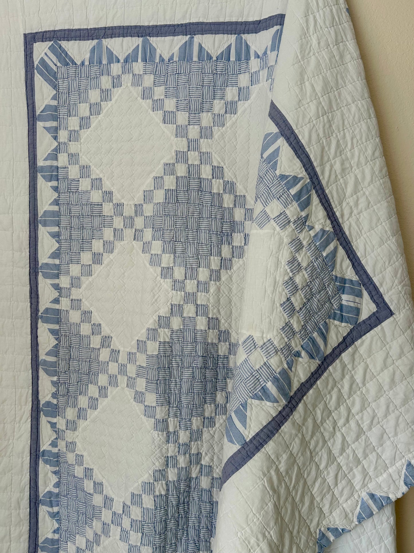 Blue Striped Postage Stamp Variation Quilt | Soft, Cozy & Classic
