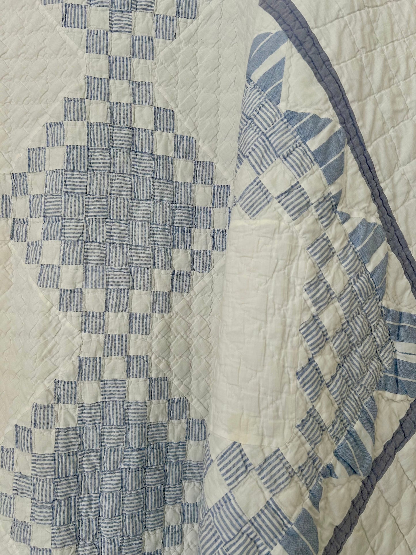 Blue Striped Postage Stamp Variation Quilt | Soft, Cozy & Classic