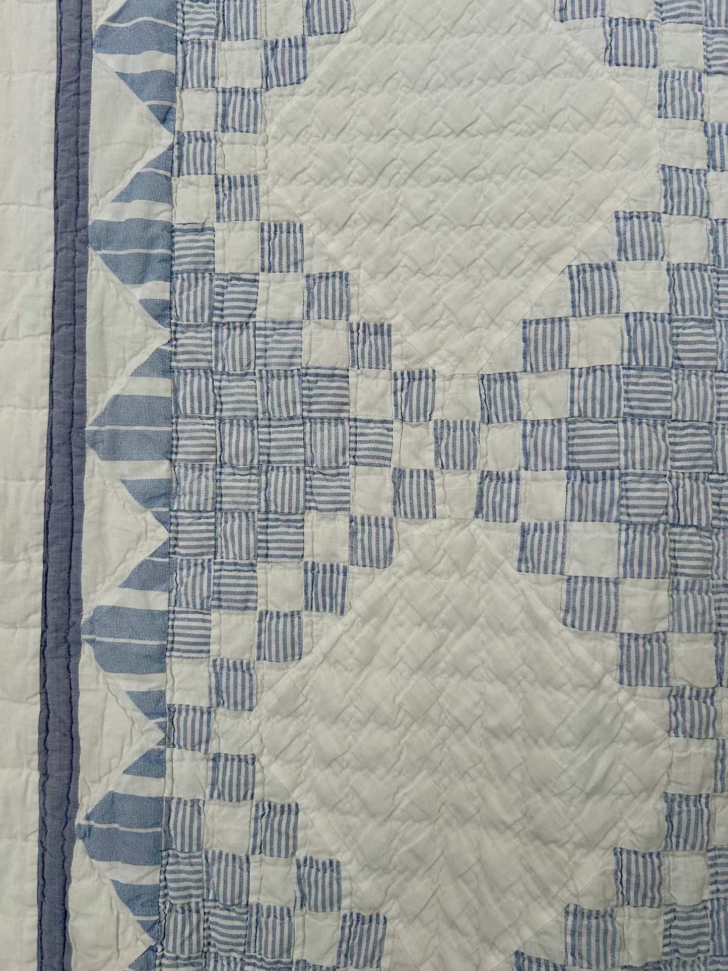 Blue Striped Postage Stamp Variation Quilt | Soft, Cozy & Classic