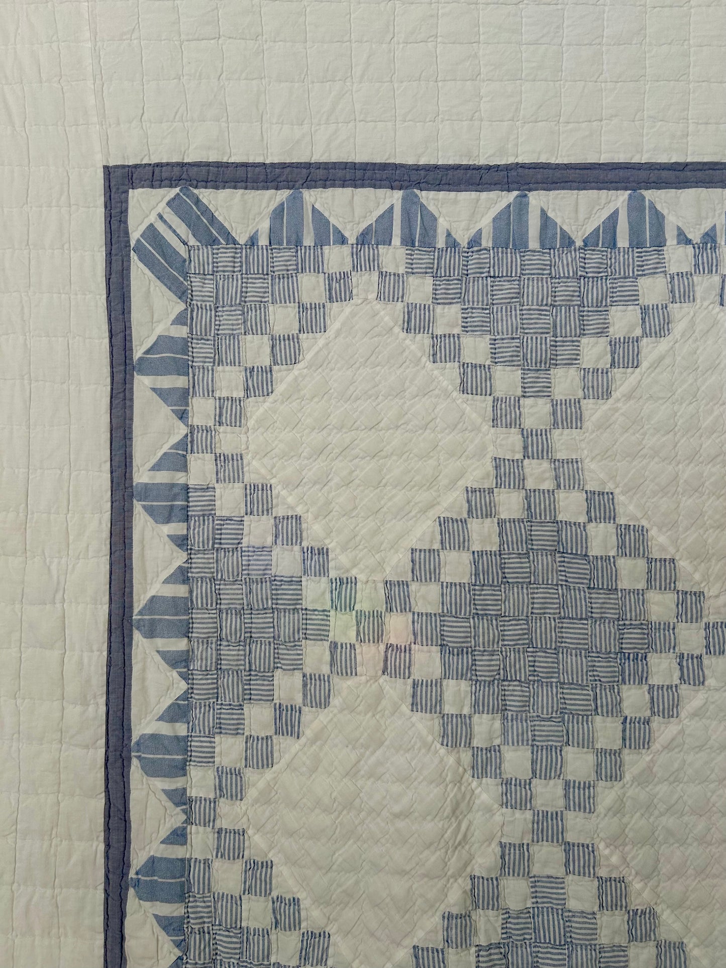 Blue Striped Postage Stamp Variation Quilt | Soft, Cozy & Classic