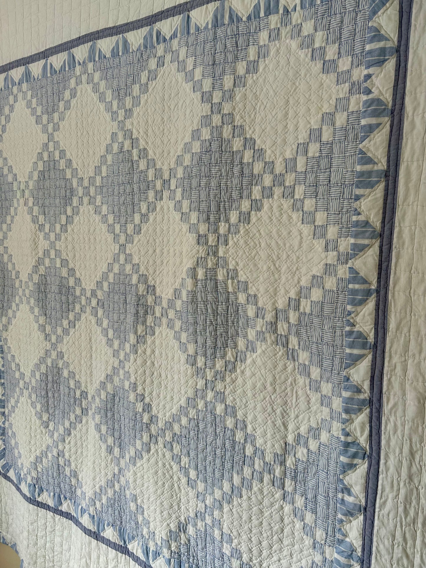 Blue Striped Postage Stamp Variation Quilt | Soft, Cozy & Classic
