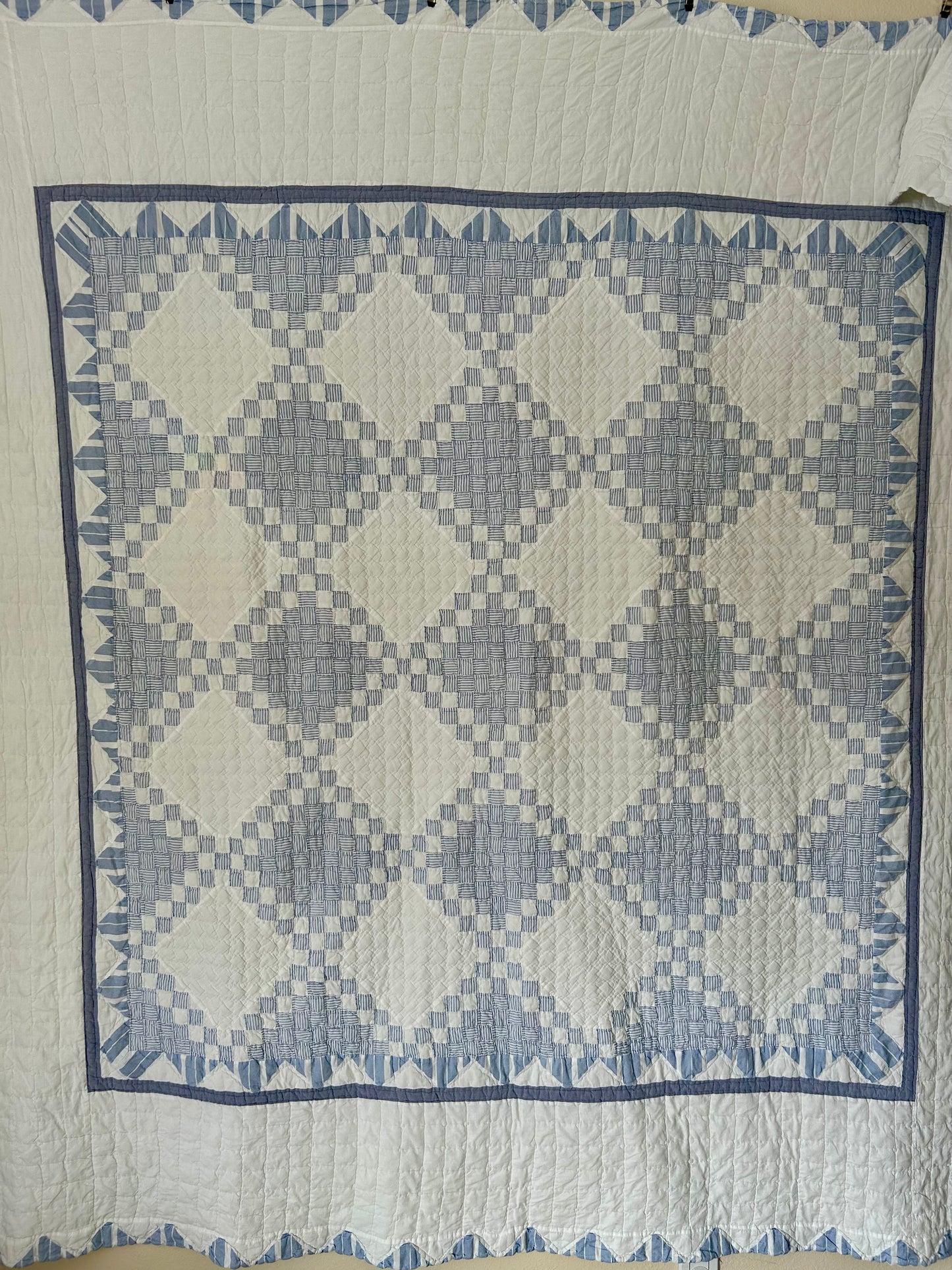 Blue Striped Postage Stamp Variation Quilt | Soft, Cozy & Classic