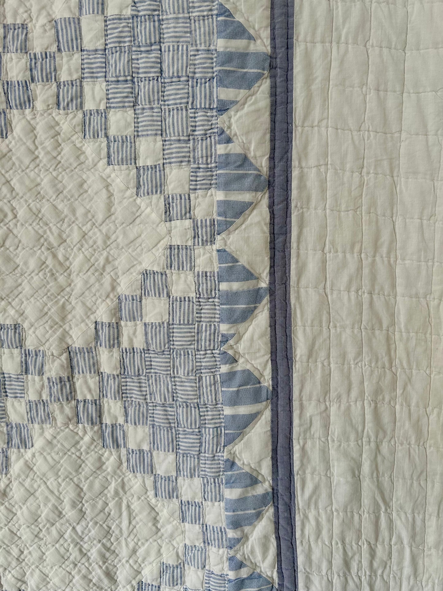 Blue Striped Postage Stamp Variation Quilt | Soft, Cozy & Classic