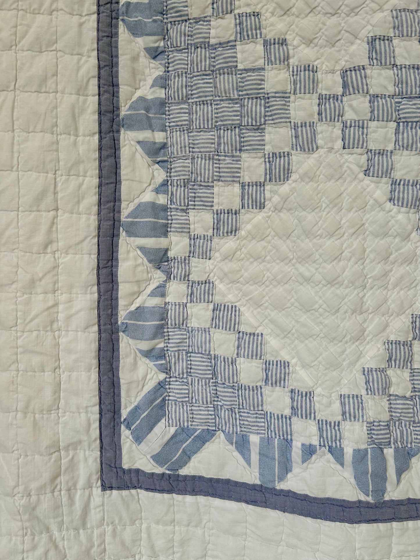 Blue Striped Postage Stamp Variation Quilt | Soft, Cozy & Classic
