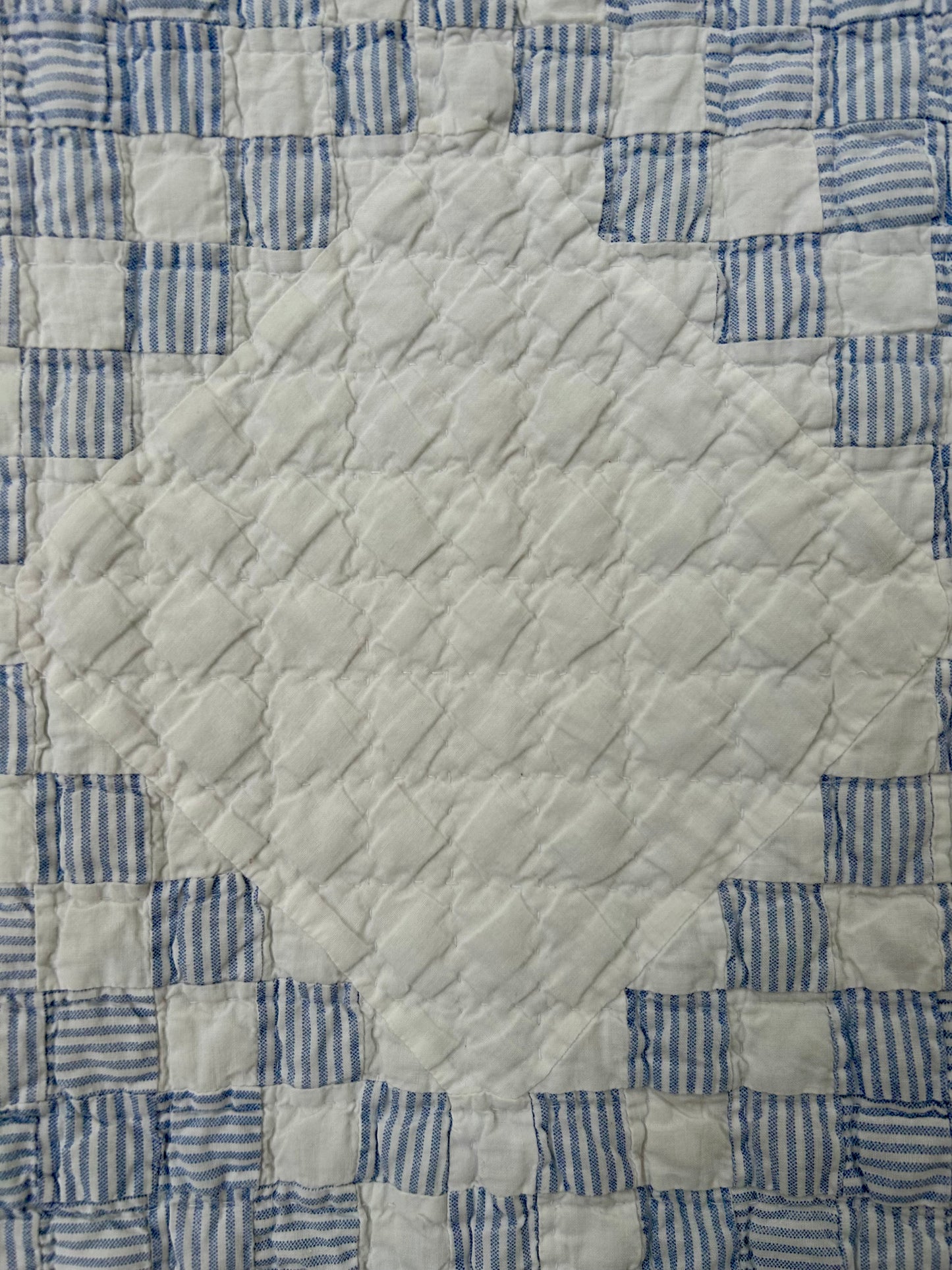 Blue Striped Postage Stamp Variation Quilt | Soft, Cozy & Classic
