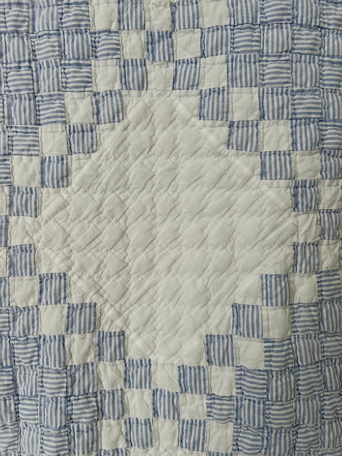 Blue Striped Postage Stamp Variation Quilt | Soft, Cozy & Classic