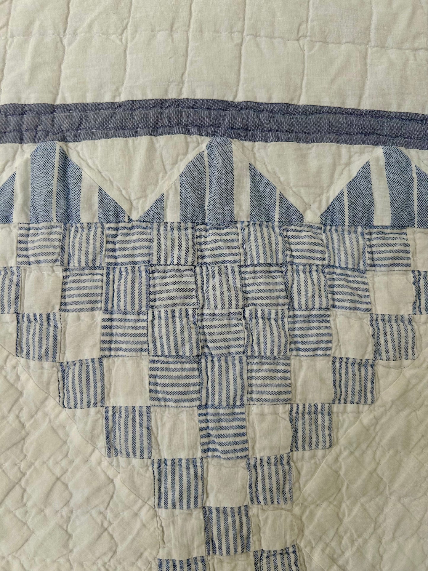 Blue Striped Postage Stamp Variation Quilt | Soft, Cozy & Classic