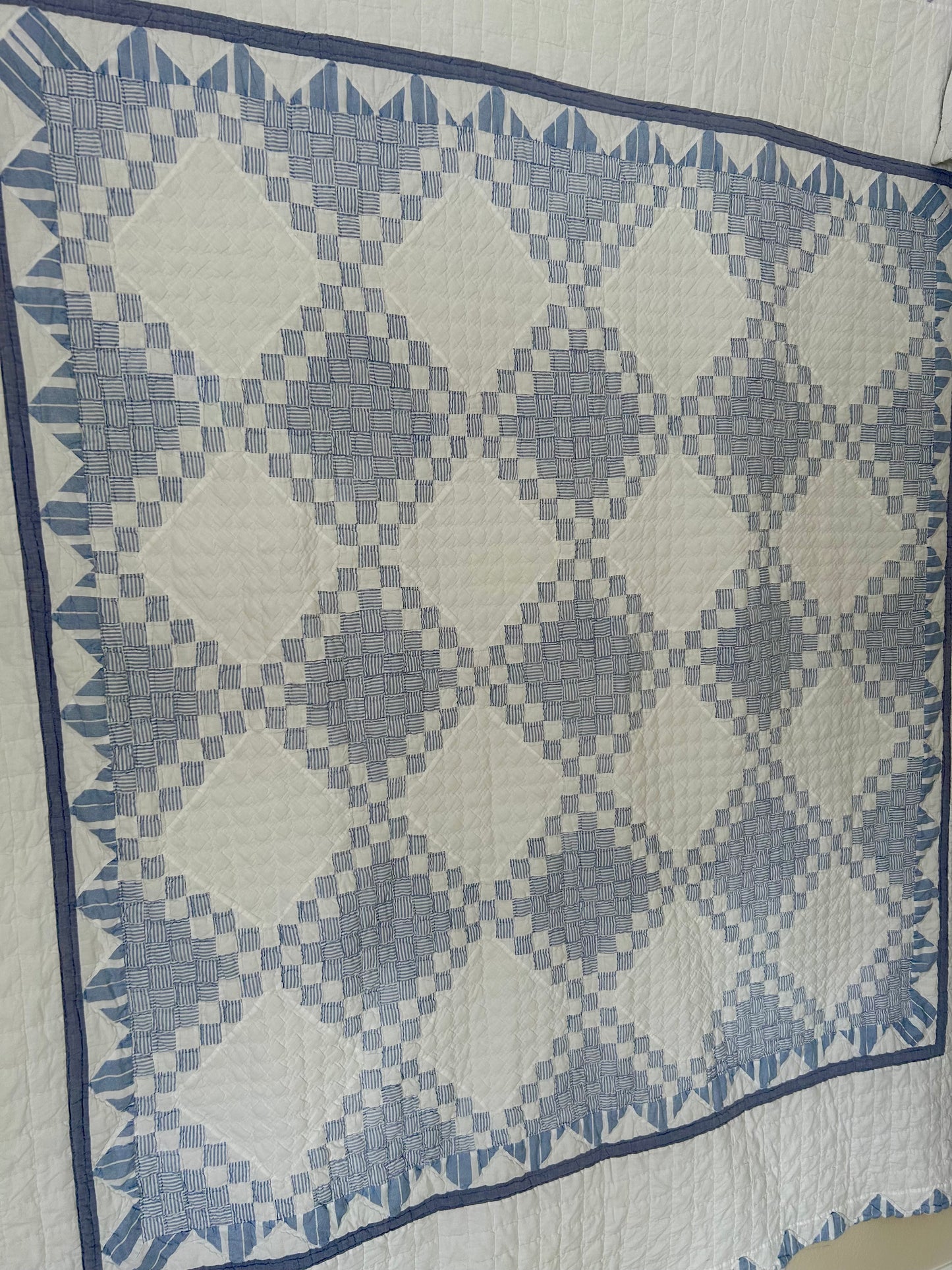 Blue Striped Postage Stamp Variation Quilt | Soft, Cozy & Classic