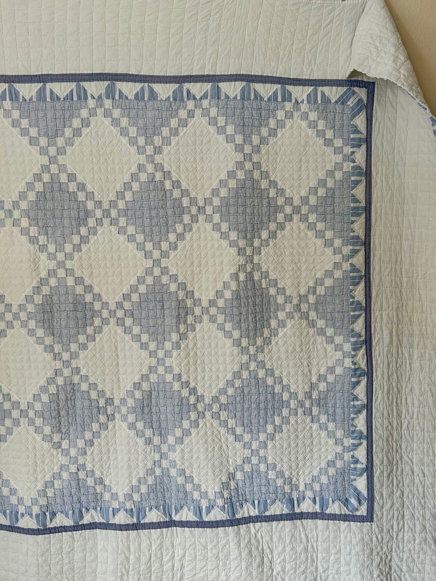 Blue Striped Postage Stamp Variation Quilt | Soft, Cozy & Classic