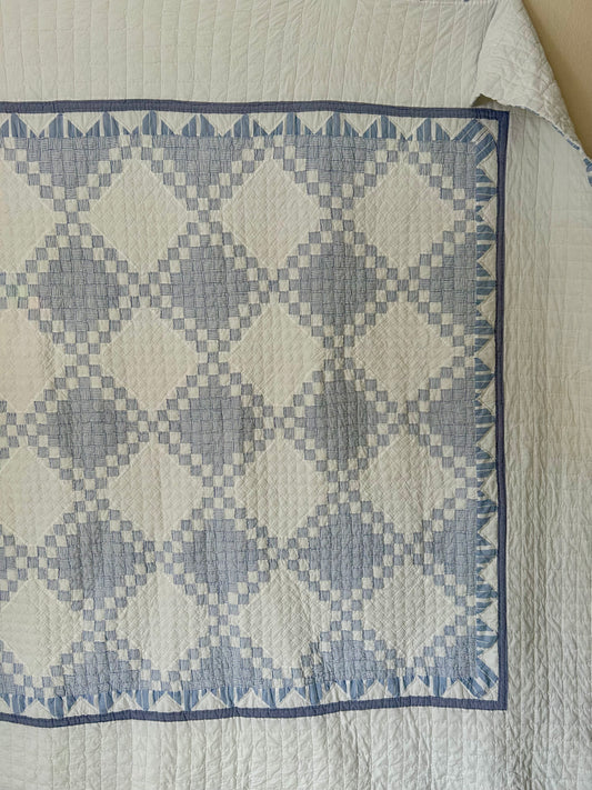 Blue Striped Postage Stamp Variation Quilt | Soft, Cozy & Classic