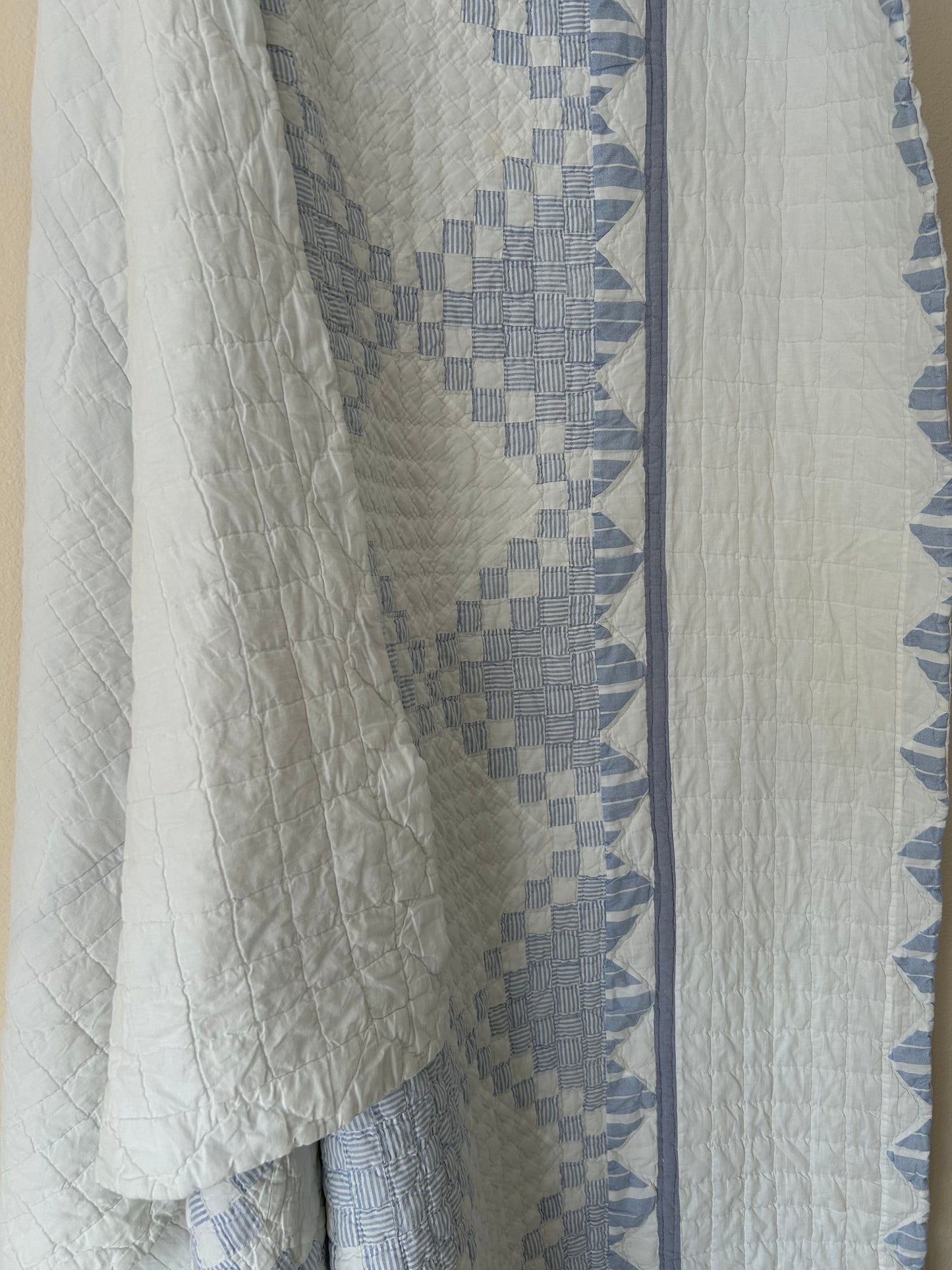 Blue Striped Postage Stamp Variation Quilt | Soft, Cozy & Classic