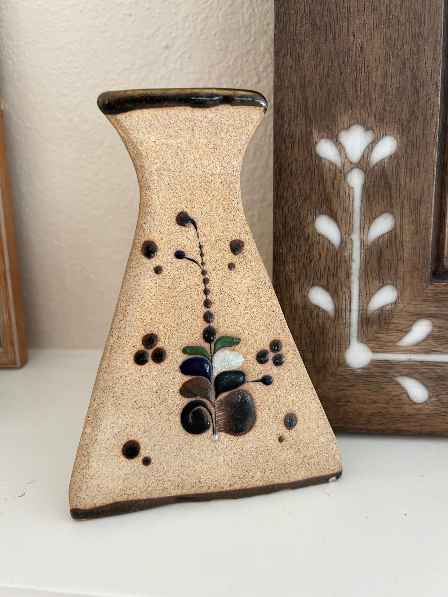 Vintage Tonalá Mexican Ceramic Bud Vase | Large