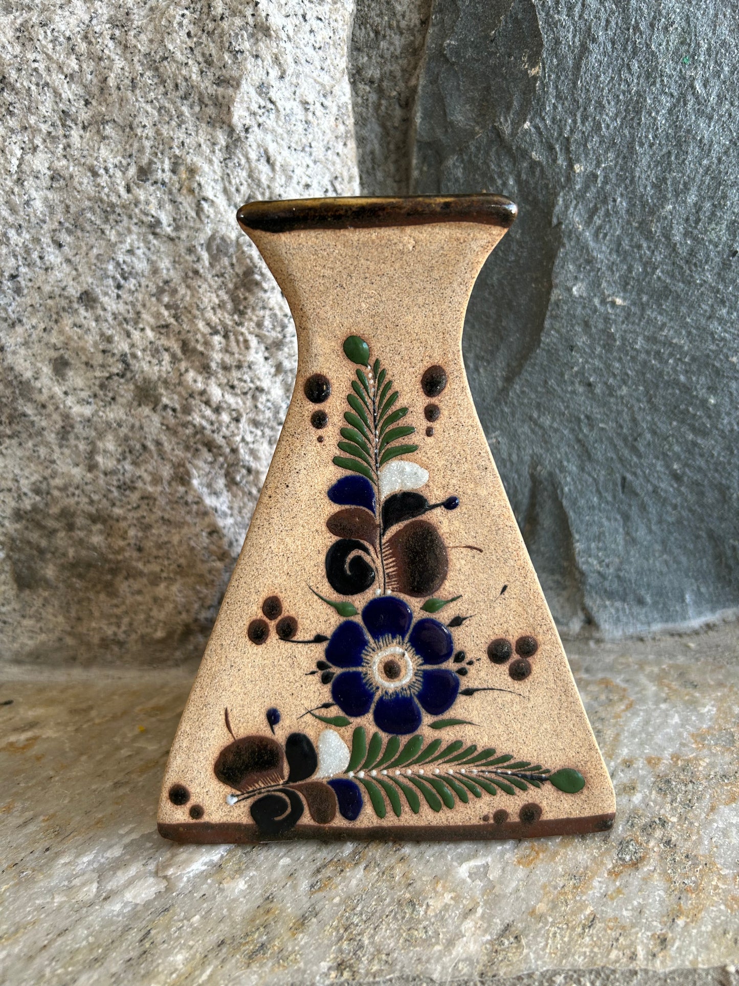 Vintage Tonalá Mexican Ceramic Bud Vase | Large