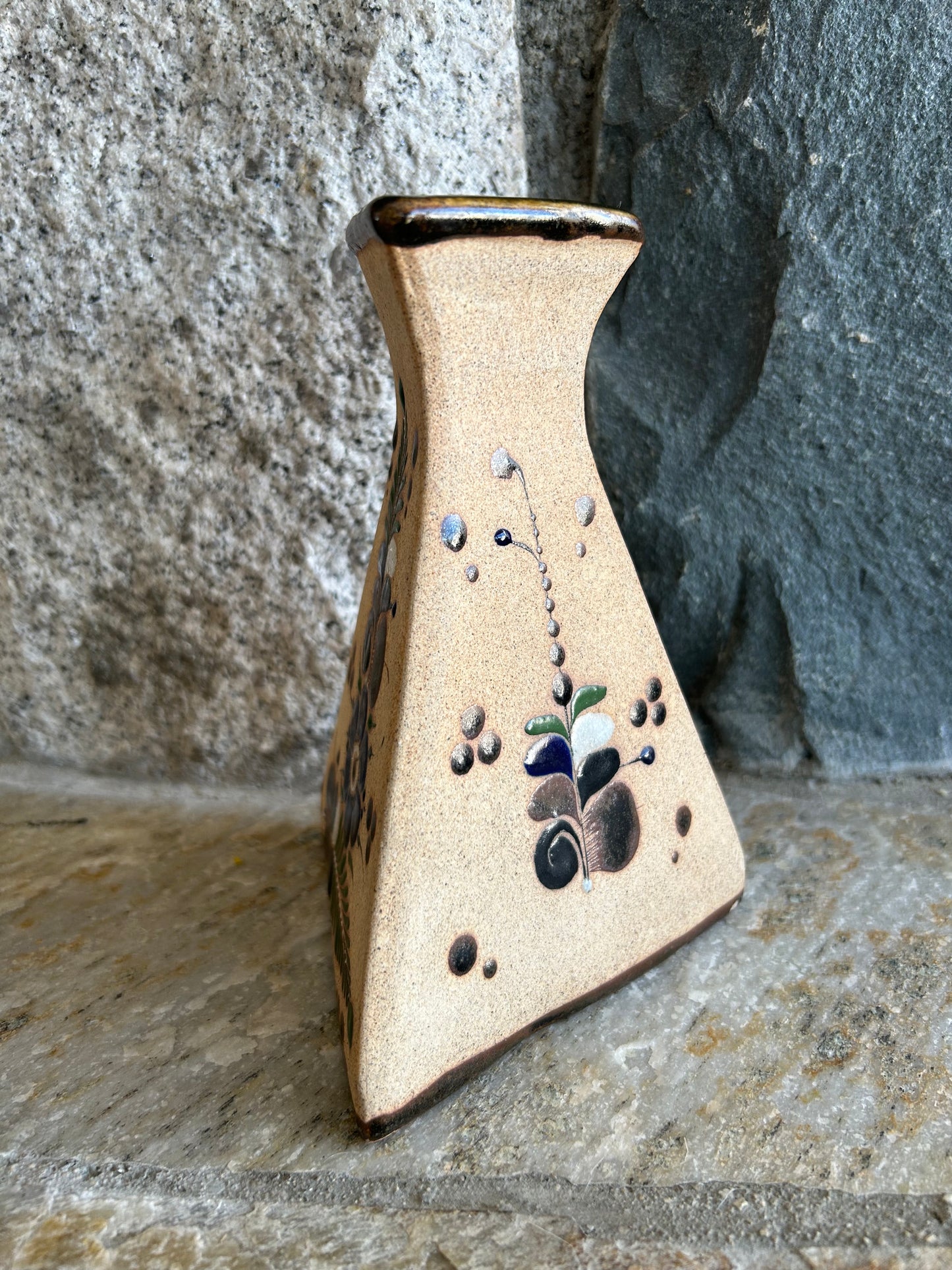 Vintage Tonalá Mexican Ceramic Bud Vase | Large