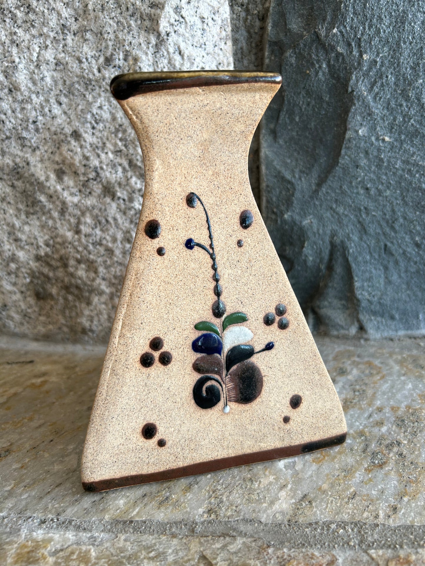 Vintage Tonalá Mexican Ceramic Bud Vase | Large